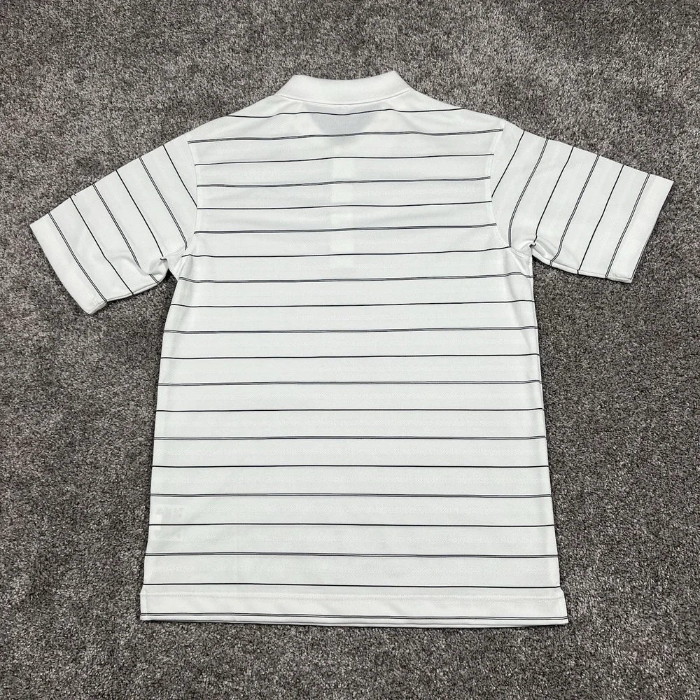 Nike Golf White Striped Polo Youth Large Dry Fit Short Sleeve Kids Size Boys New